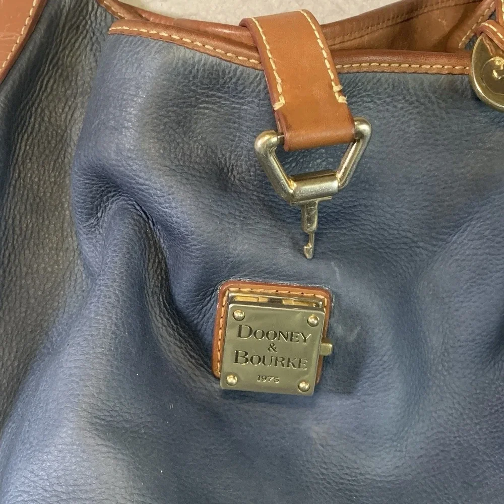 Dooney & Bourke Leather  Logo Lock Hobo Bag Blue